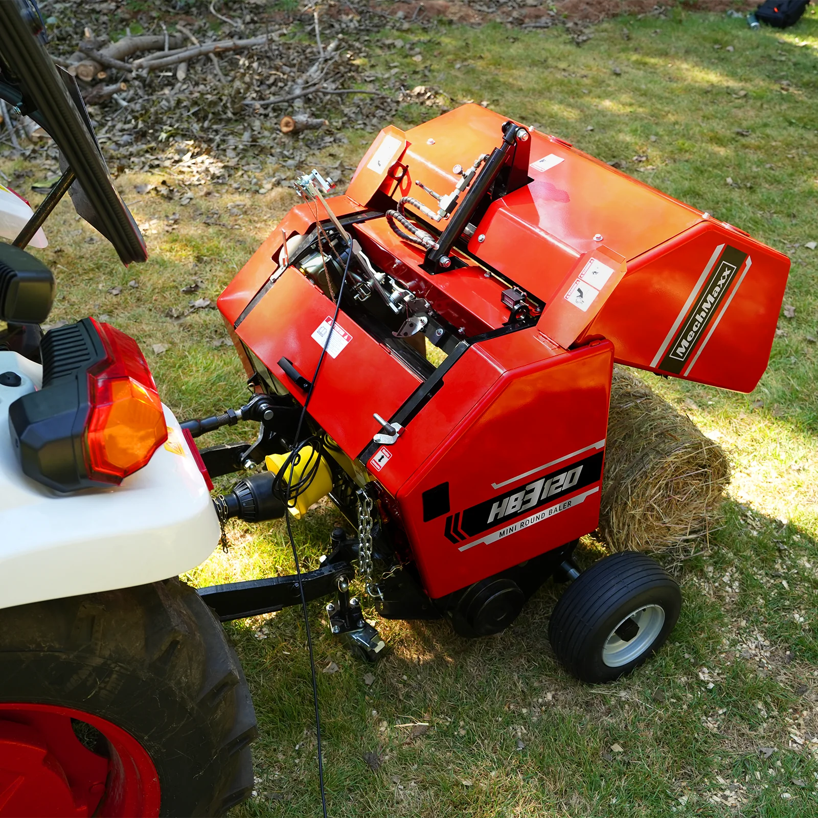 3-Point PTO Mini Round Hay Baler With Twine Wrap,  20" Diameter x 28" Width Bales, For 15-50hp Tractor, HB3120