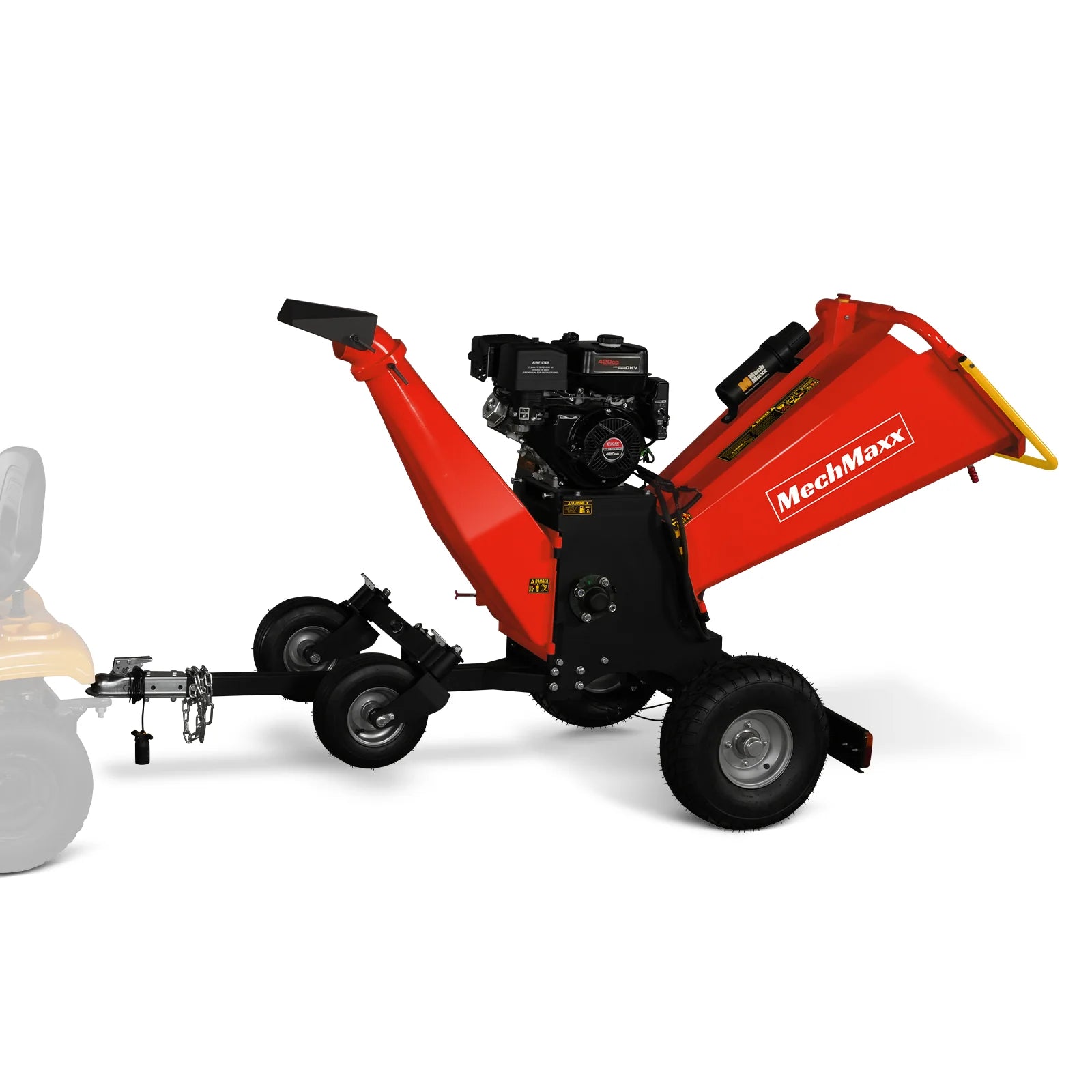 6 inch DUCAR E-Start 420cc 15hp Gas Powered 4 - Wheel Drum Wood Chipper with Taillight , B150