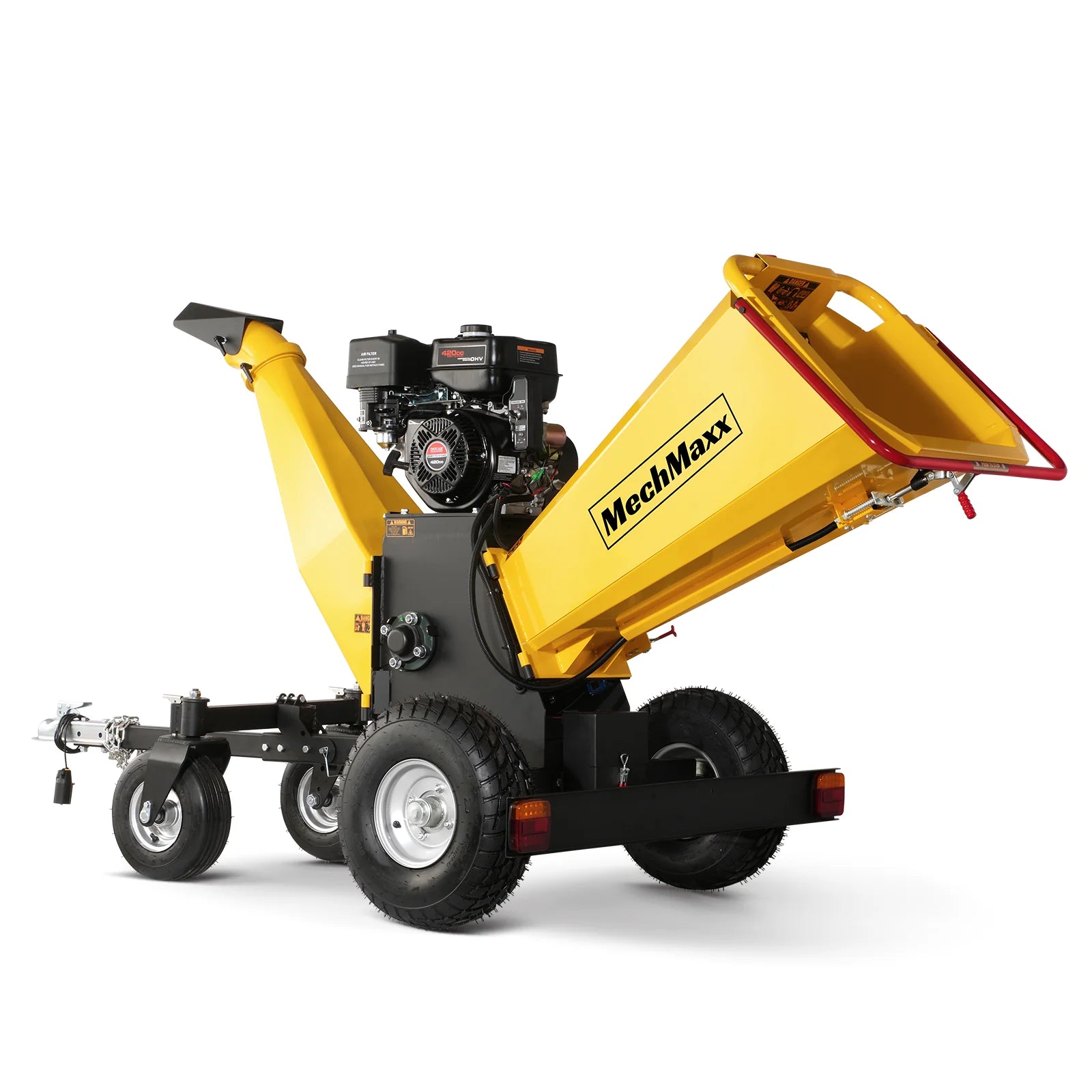 6 inch E-start DUCAR 420cc 15hp Gas Powered 4 - Wheel Drum Wood Chipper with Taillight , B150