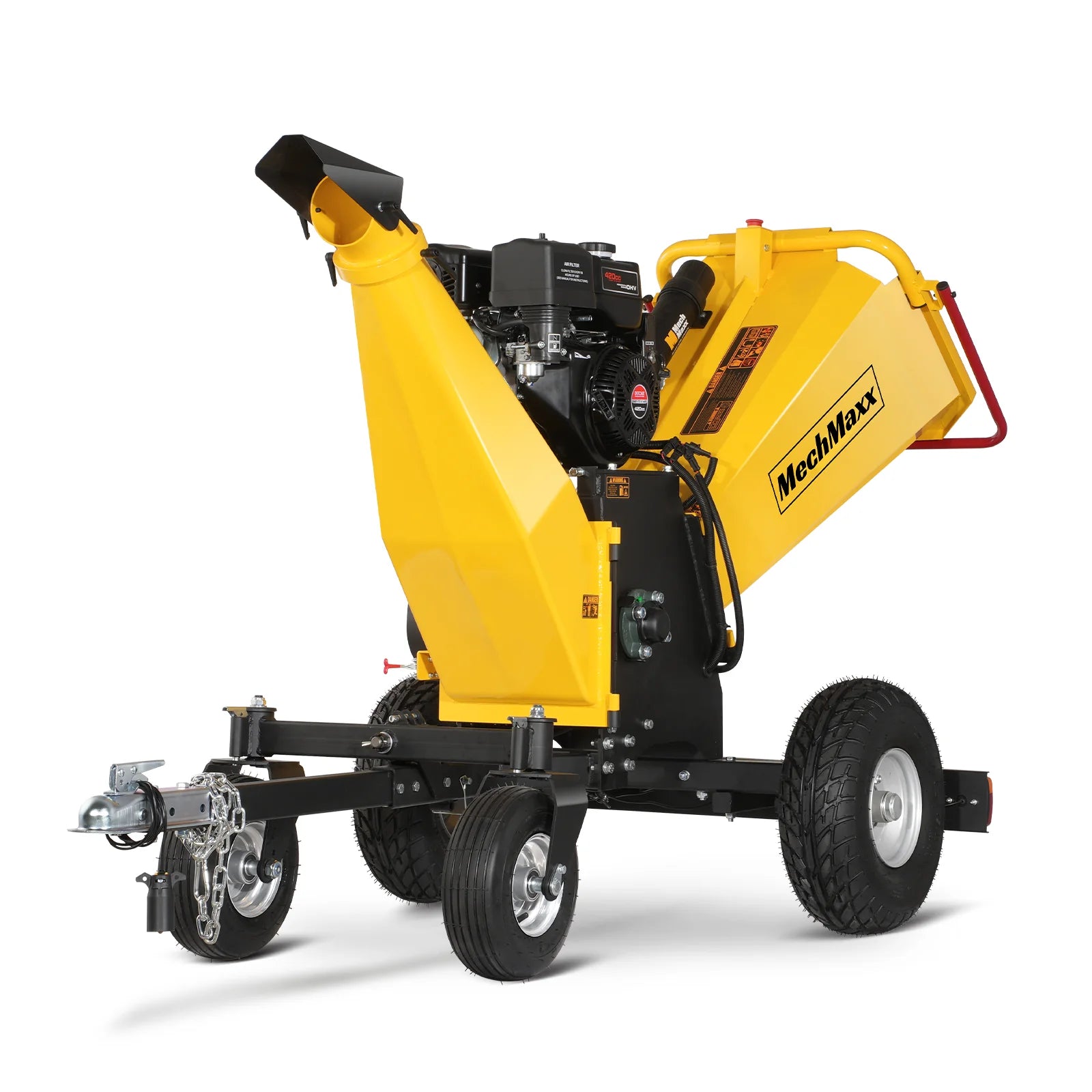 6 inch E-start DUCAR 420cc 15hp Gas Powered 4 - Wheel Drum Wood Chipper with Taillight , B150