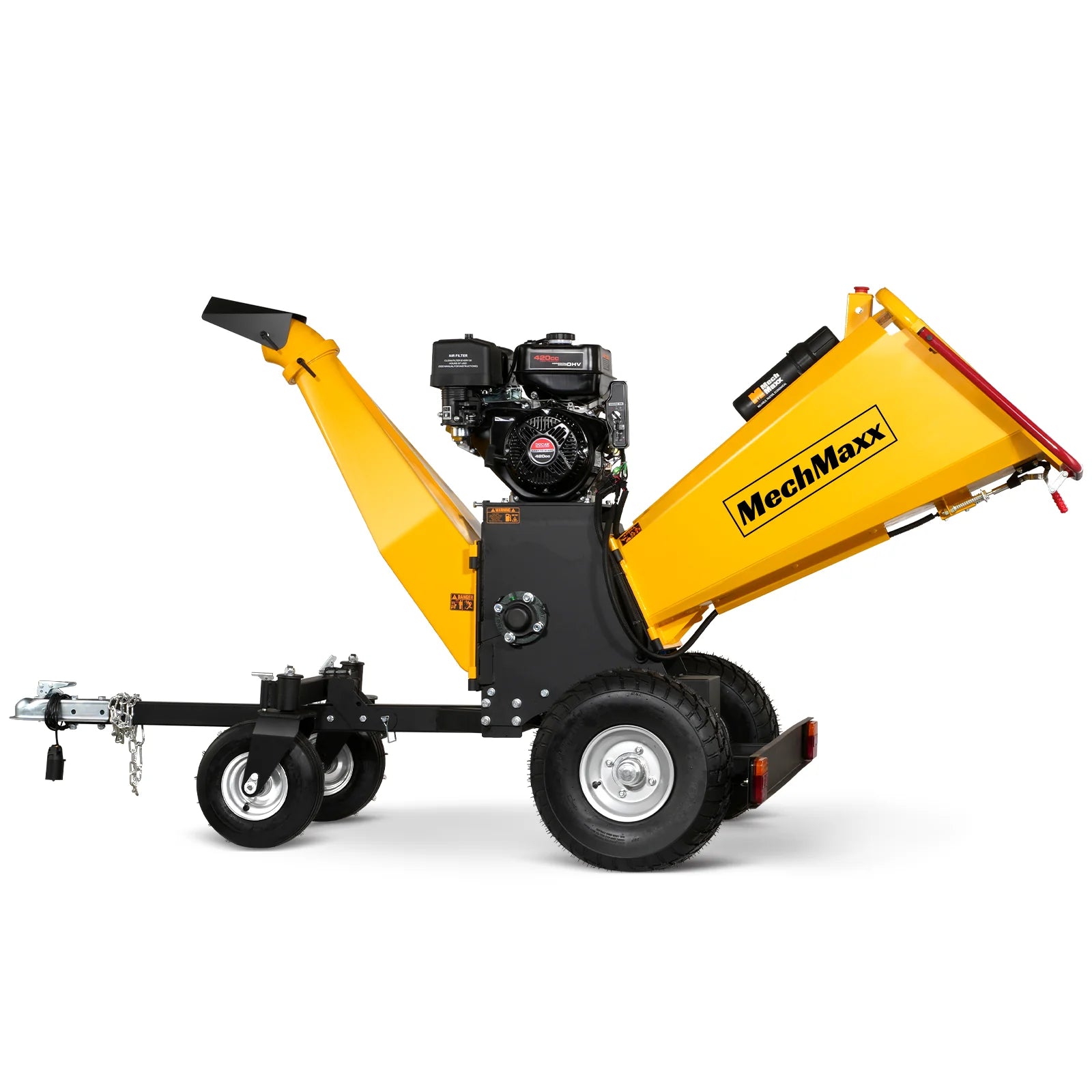 6 inch E-start DUCAR 420cc 15hp Gas Powered 4 - Wheel Drum Wood Chipper with Taillight , B150