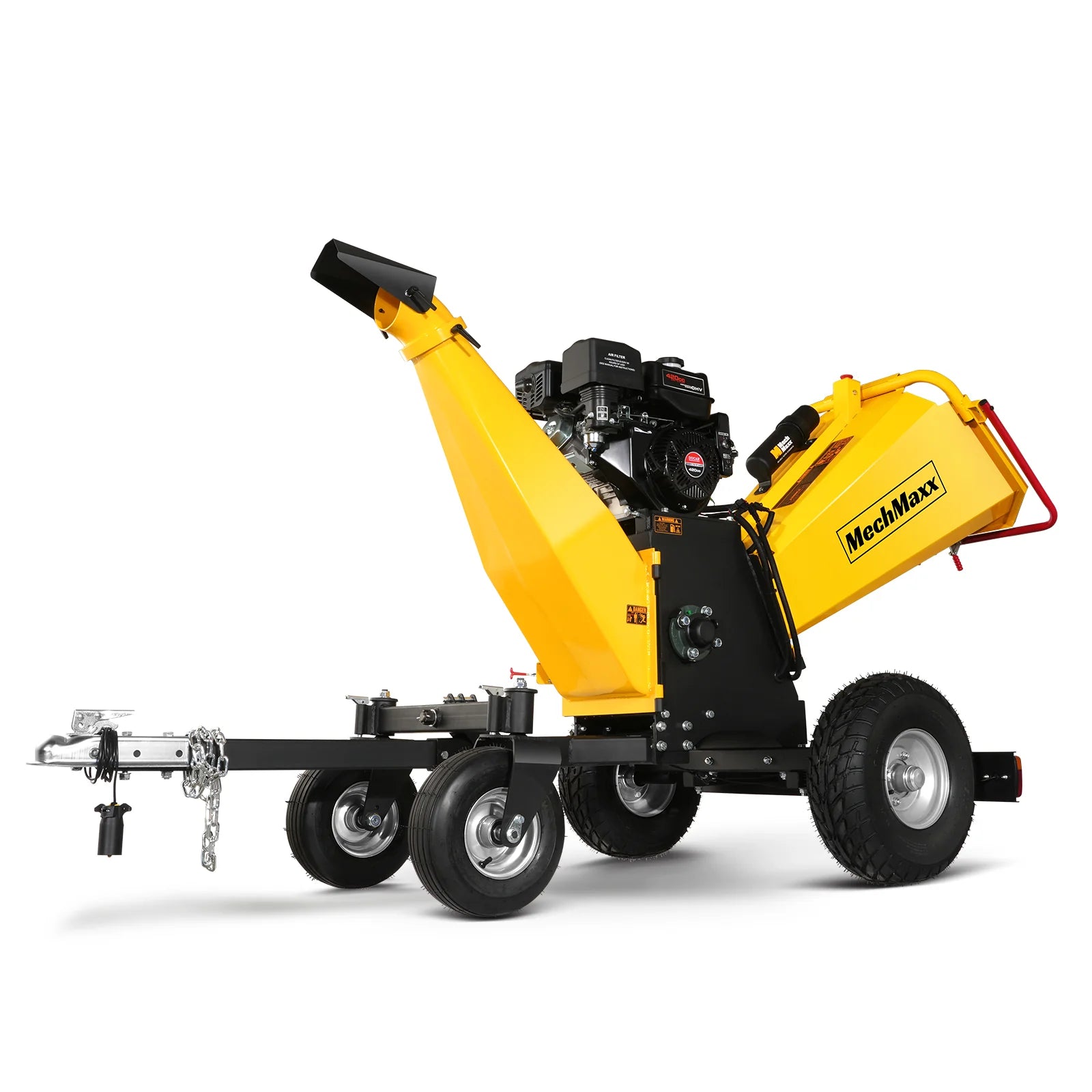 6 inch E-start DUCAR 420cc 15hp Gas Powered 4 - Wheel Drum Wood Chipper with Taillight , B150