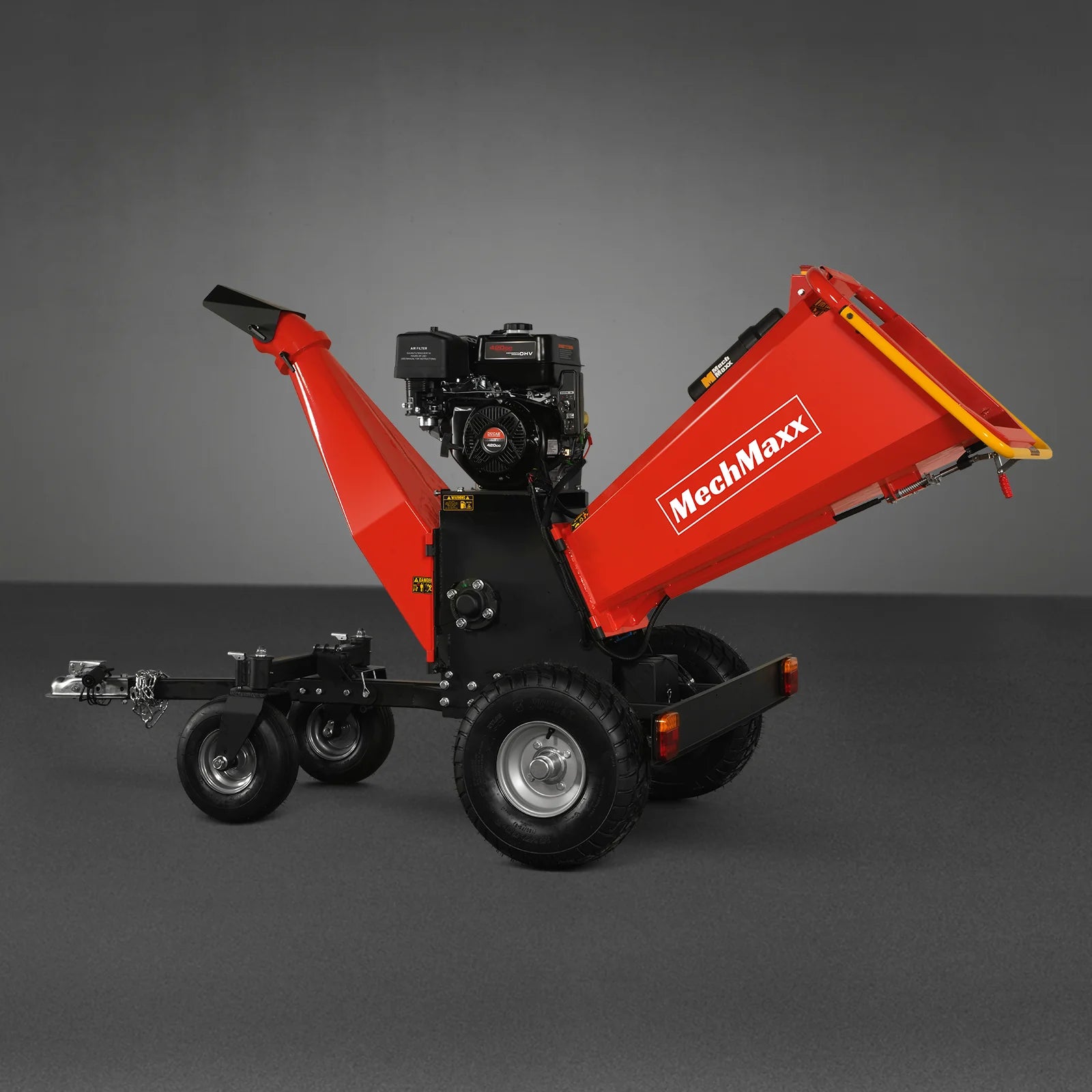 6 inch DUCAR E-Start 420cc 15hp Gas Powered 4 - Wheel Drum Wood Chipper with Taillight , B150