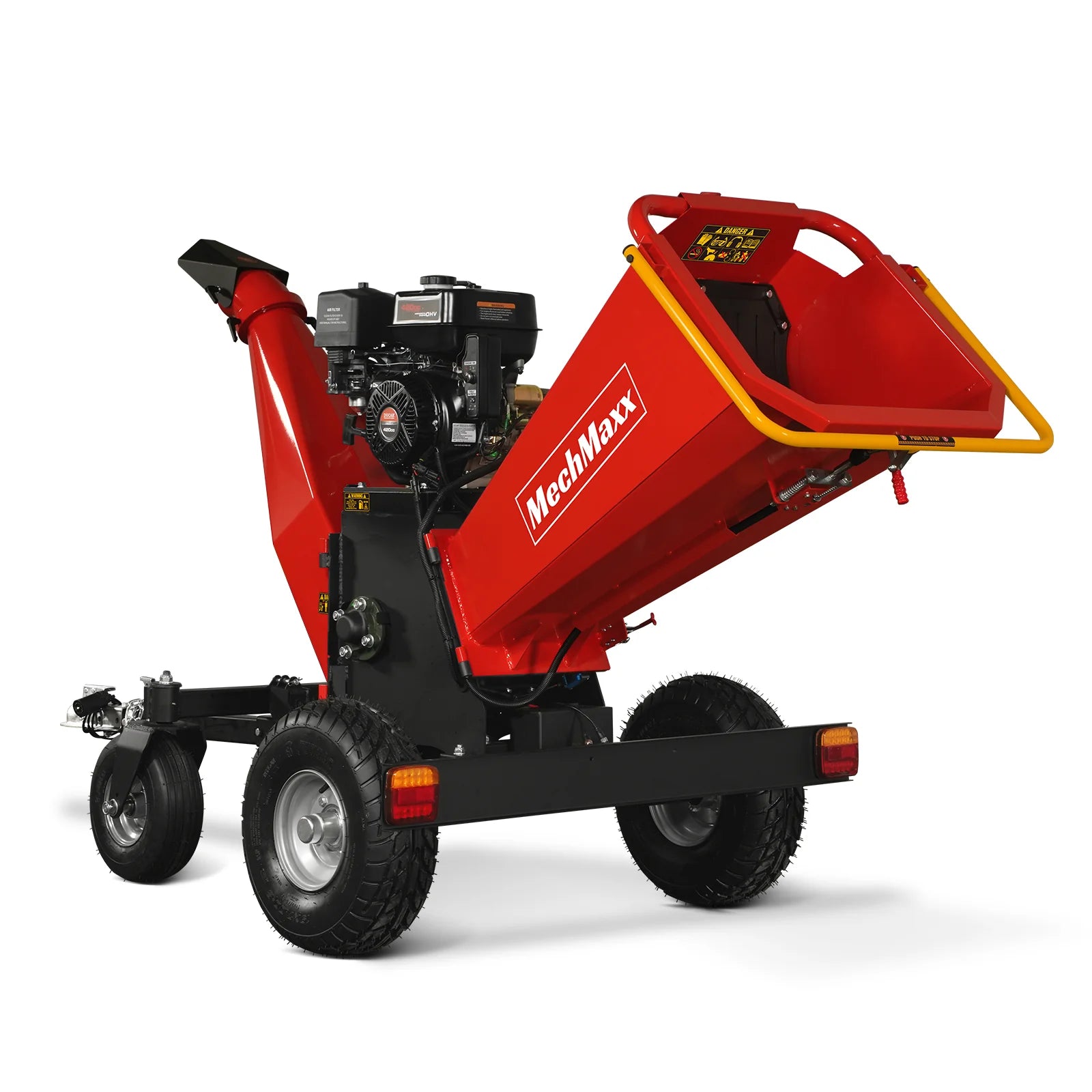 6 inch DUCAR E-Start 420cc 15hp Gas Powered 4 - Wheel Drum Wood Chipper with Taillight , B150