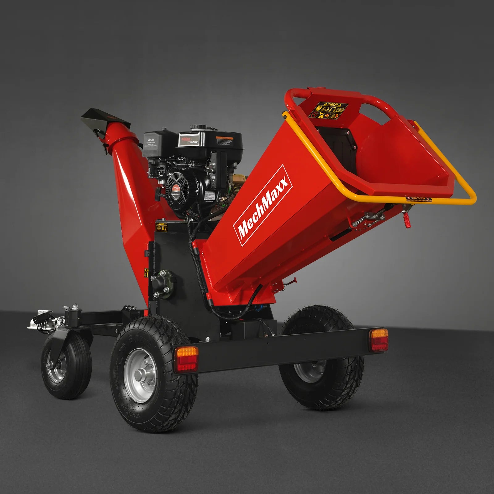 6 inch DUCAR E-Start 420cc 15hp Gas Powered 4 - Wheel Drum Wood Chipper with Taillight , B150