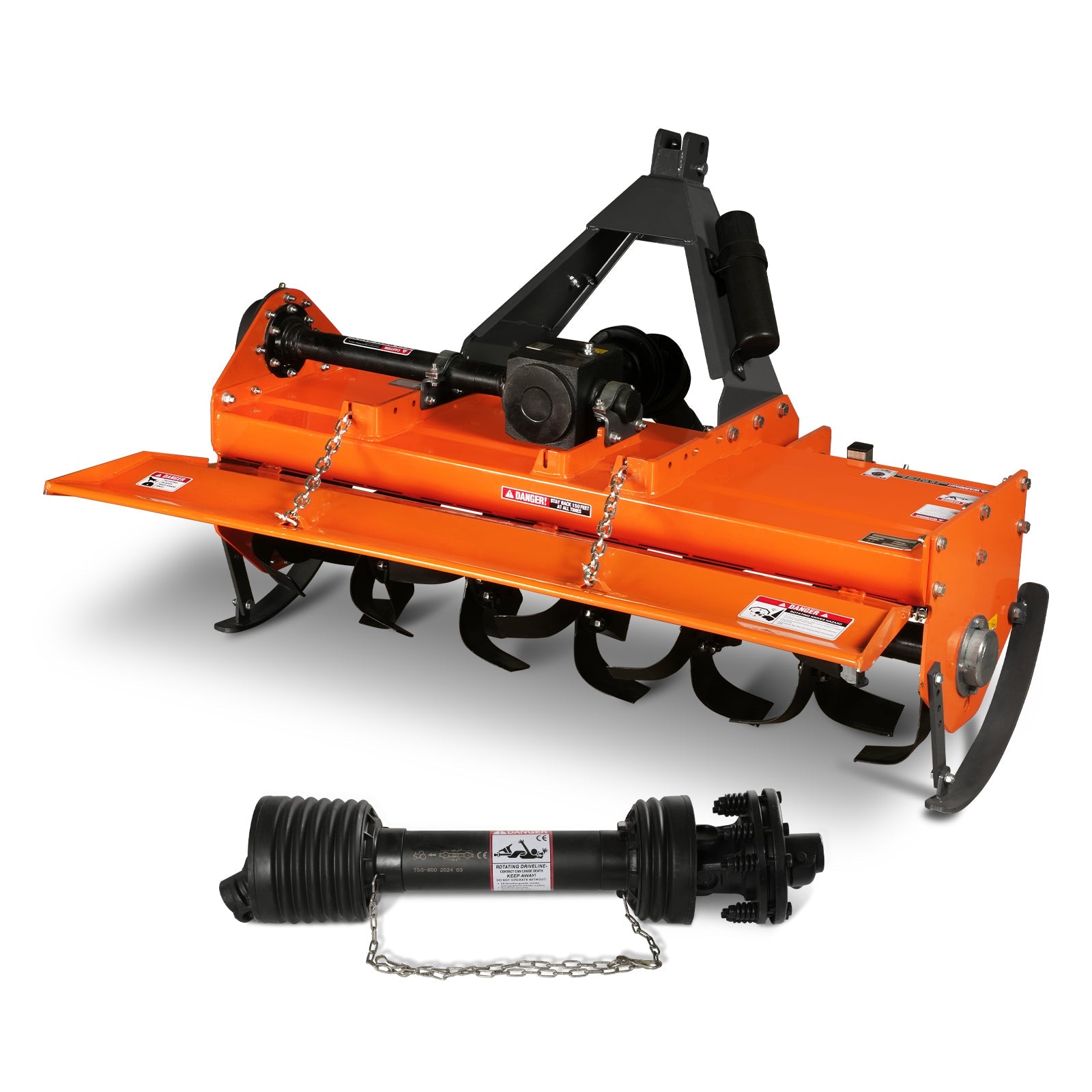 5FT 3-Point Gear Drive Rotary Tiller, 25-50HP Tractor, PTO Shaft Included (With Slip Clutch), Cat. 1 &2 Hookup , RT500