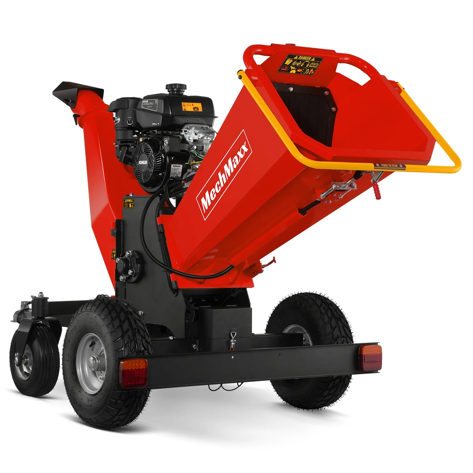 6 inch KOHLER E-Start 429cc 14HP Gas Powered 4 - Wheel Drum Wood Chipper with Taillight , B150